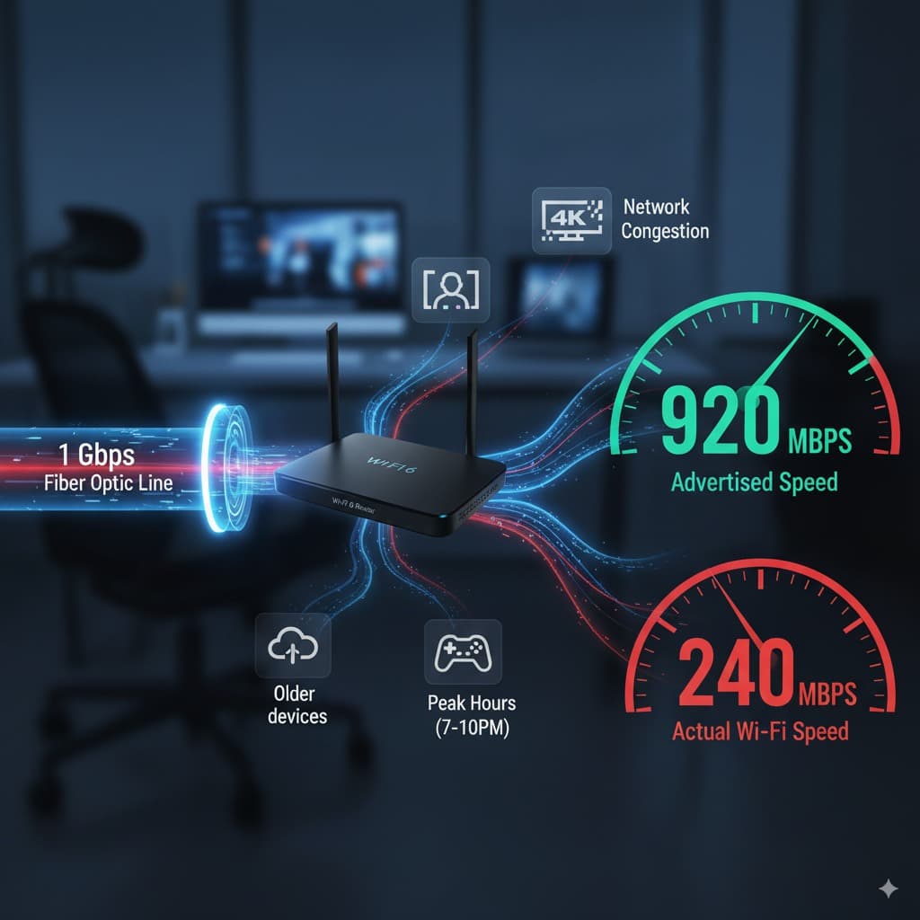 Why Your 1 Gbps Internet Plan Doesn't Deliver 1 Gbps: Understanding Real vs. Advertised Speeds