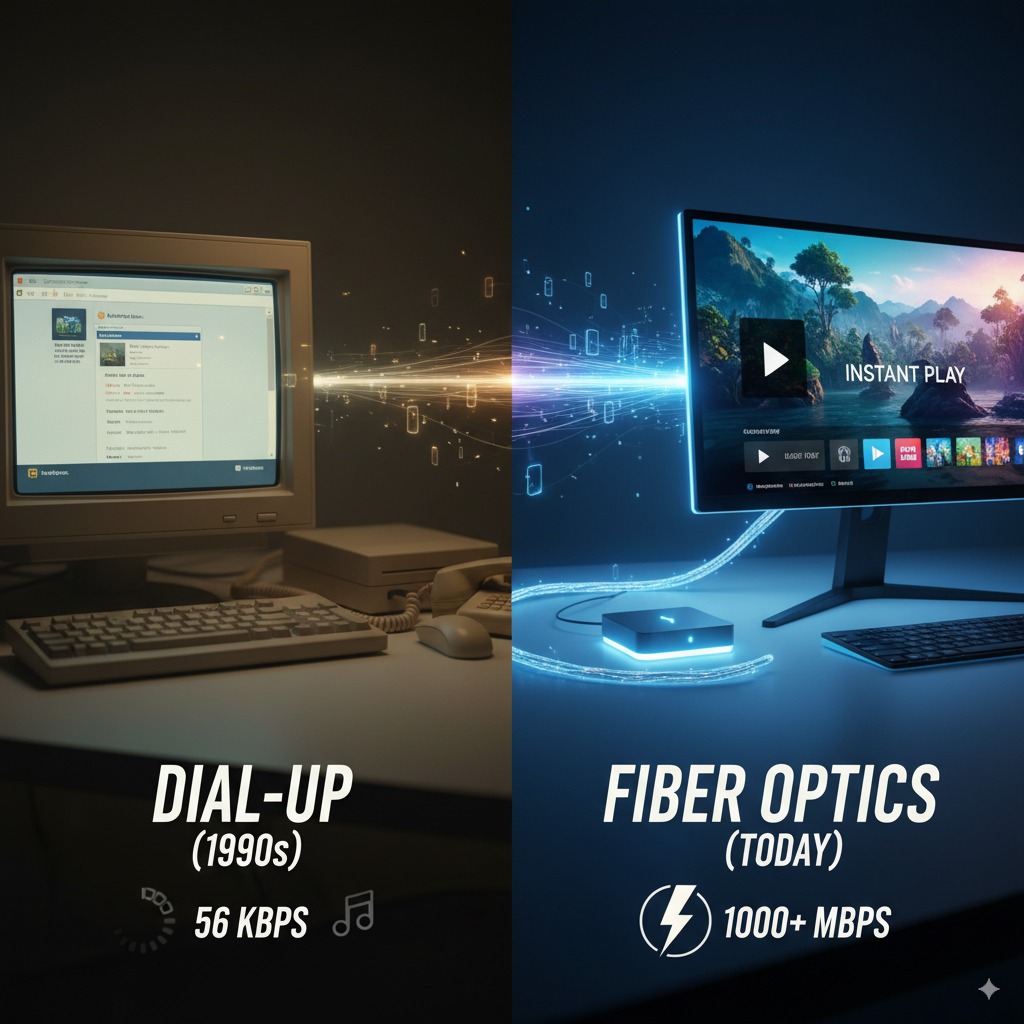 The Evolution of Internet Speeds: From Dial-Up to Fiber Optics